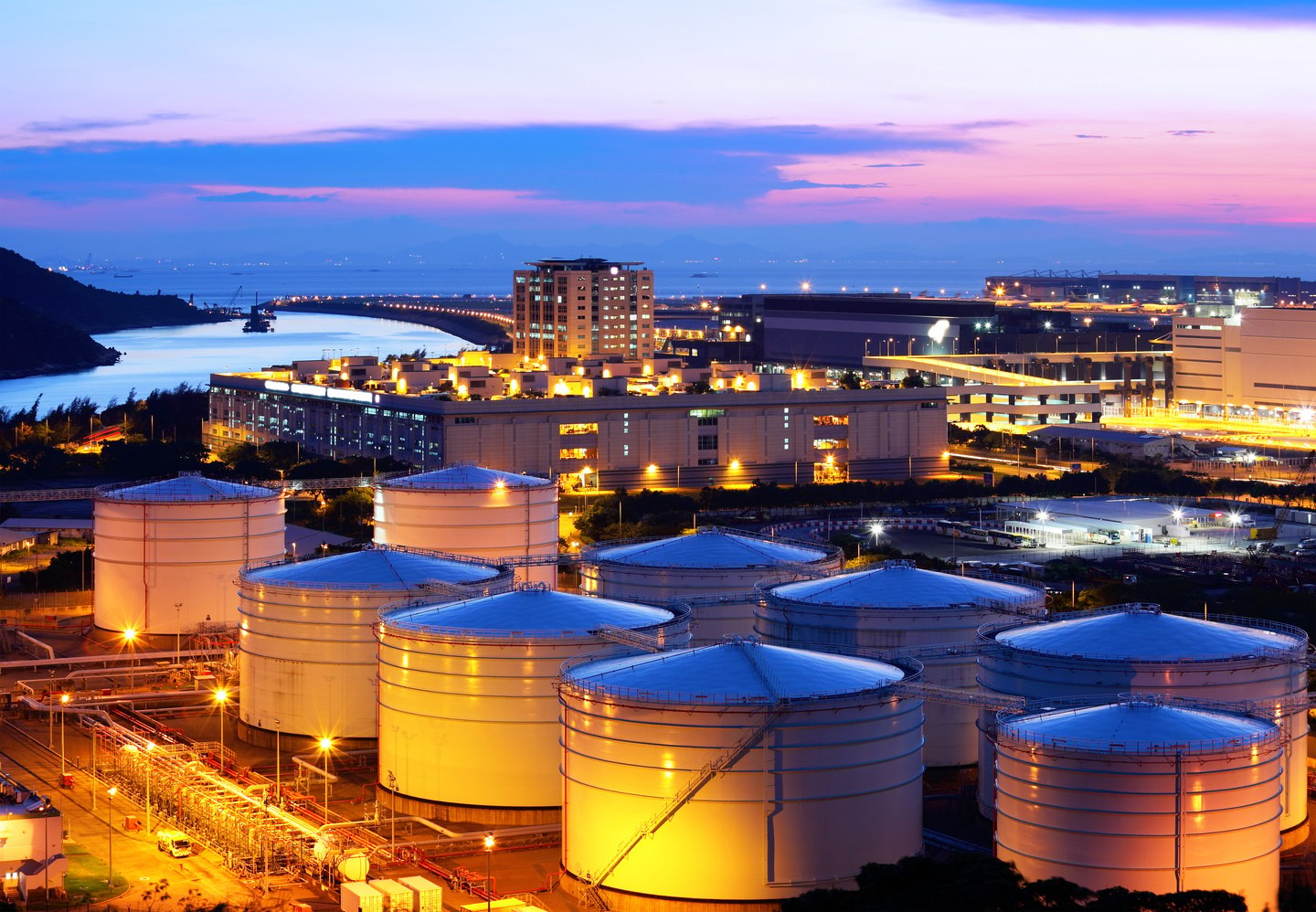 Oil Tank at Night